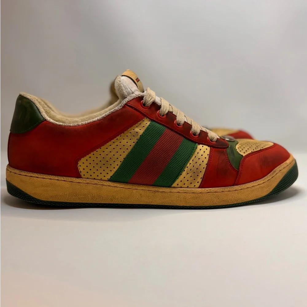 Gucci Red and Green screeners Leather Sneakers